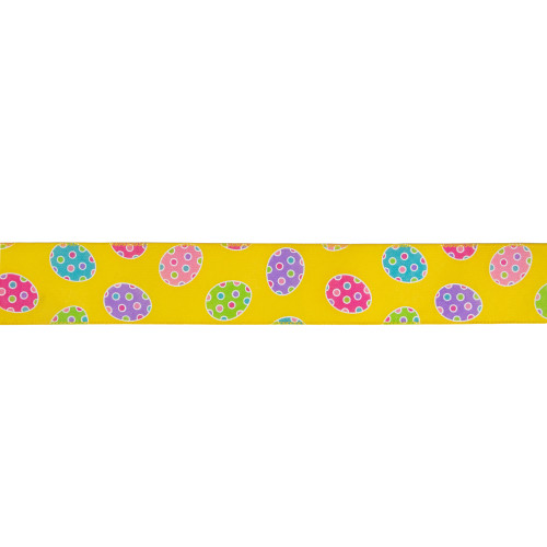 Yellow with Easter Egg Design Wired Spring Craft Ribbon 2.5" x 10 Yards - IMAGE 1