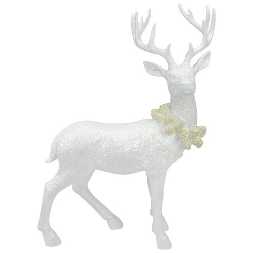 19" Frosted White Standing Reindeer Christmas Figure - IMAGE 1