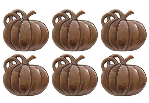 Set of 6 Brown Harvest Pumpkin Napkin Rings 2.5" - IMAGE 1