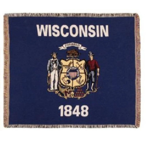 White and Blue Tapestry Flag of Wisconsin - IMAGE 1