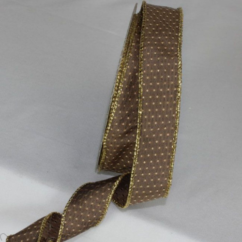 Grey and Brown Wired Craft Ribbon 1" x 20 Yards - IMAGE 1