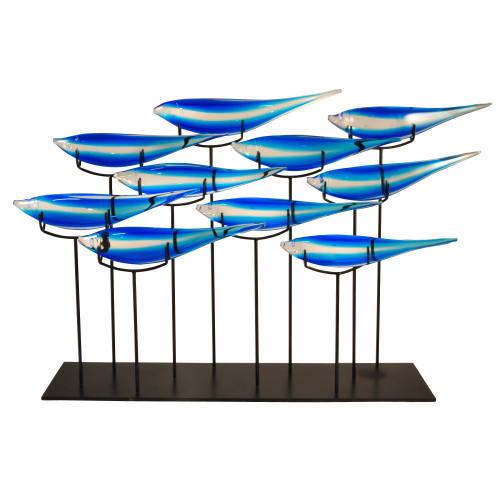 31.75" School of Fish Hand Blown Sculpture - IMAGE 1