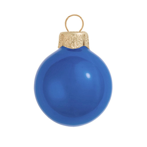 Pearl Glass Christmas Ball Ornaments - 3.25" (80mm) - Blue Delft - 8ct - IMAGE 1