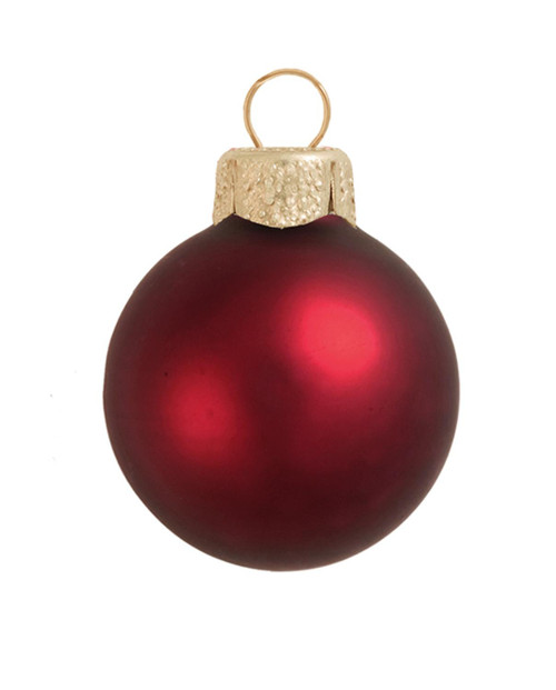 Matte Finish Glass Christmas Ball Ornaments 3.25" - (80mm) - Wine Red - 8ct - IMAGE 1