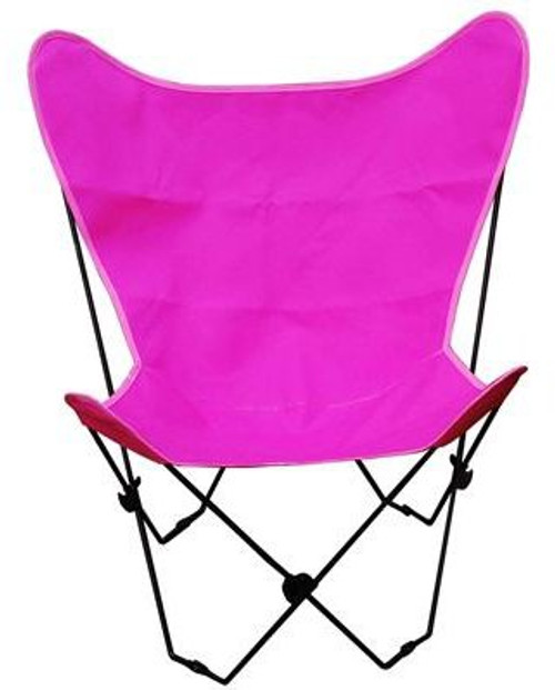 35" Retro Style Outdoor Patio Butterfly Foldable Chair with Pink Cotton Duck Fabric Cover - IMAGE 1