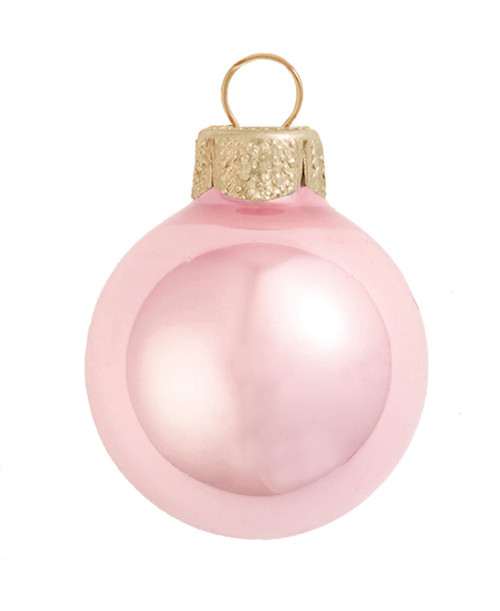 Mini Pearl Finish Glass Christmas Ball Ornaments - 1.5" (40mm) - Pale Pink - 40ct - IMAGE 1