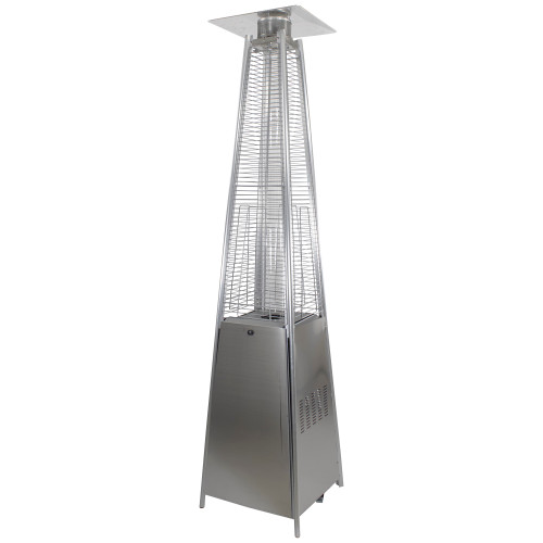 Pyramid Glass Tube Outdoor Gas Patio Heater, 44,000 BTU Stainless Steel Finish - IMAGE 1
