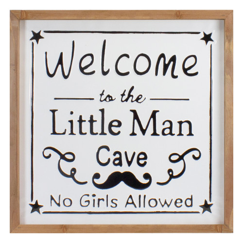 16" Wooden Framed "Welcome to the Little Man Cave" Wall Sign - IMAGE 1