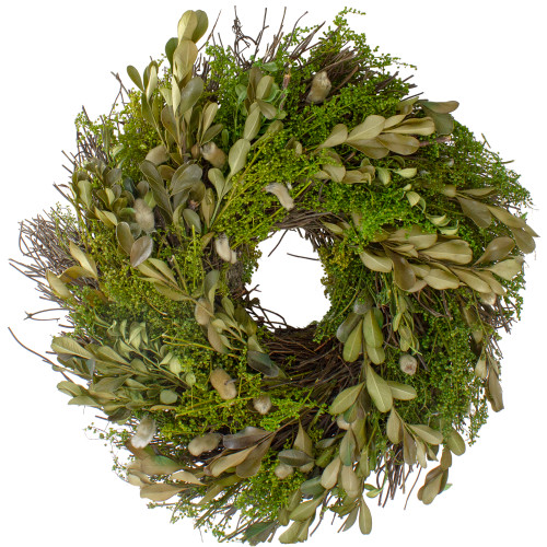 Mixed Foliage and Willow Bud Artificial Spring Wreath, 10-Inch - IMAGE 1