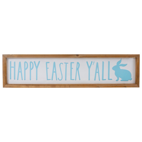 26" Wooden Framed "Happy Easter Y'all" Sign Spring Wall Decor - IMAGE 1