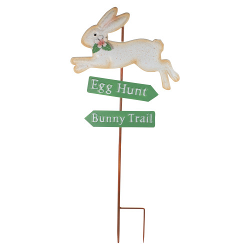 Easter Egg Hunt and Bunny Trail Outdoor Metal Spring Yard Stake - 25.5" - IMAGE 1