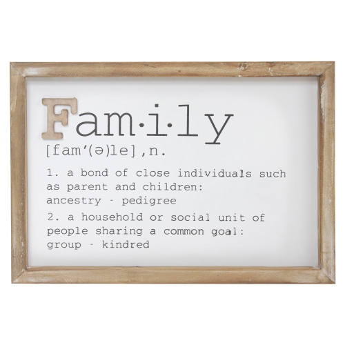 12.5" Wooden Framed Definition of "Family" Plaque Wall Decor - IMAGE 1