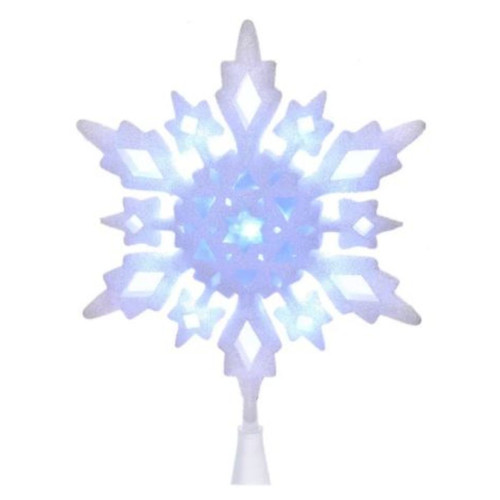 10 Lighted White Snowflake Christmas Tree Topper - Cool White LED Lights - IMAGE 1