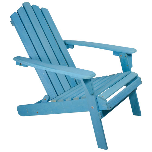 36" Blue Classic Folding Wooden Adirondack Chair - IMAGE 1