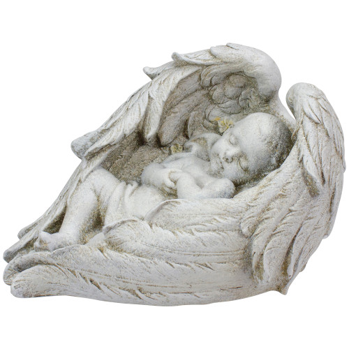 10-Inch Sleeping Angel Baby with Wings Outdoor Garden Statue - IMAGE 1
