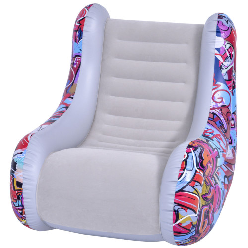 37" Graffiti Design Flocked Inflatable Lounge Chair - IMAGE 1