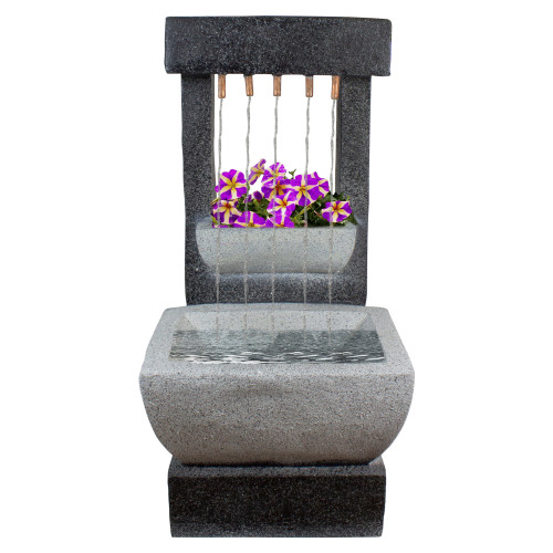 LED Lighted Rainfall Outdoor Water Fountain with Planter - 26" - IMAGE 1