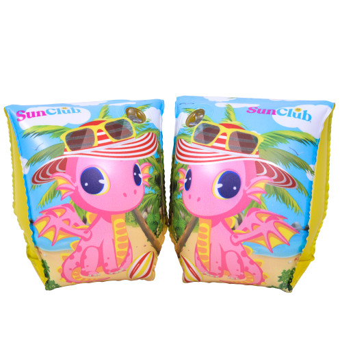 9" Inflatable Pink Dragon Swimming Arm Floats - IMAGE 1