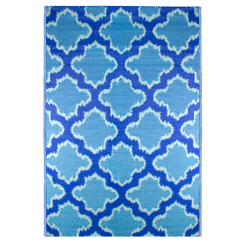 4' x 6' Blue Quatrefoil Rectangular Outdoor Area Rug - IMAGE 1