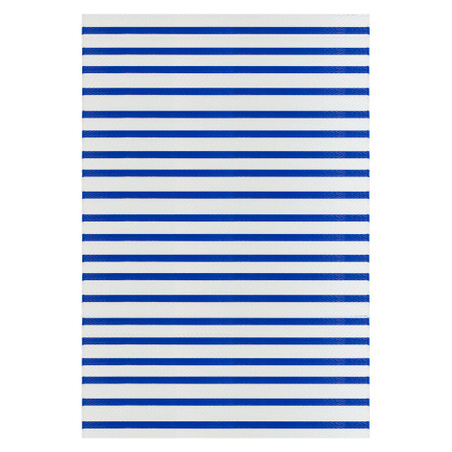 4' x 6' Blue and White Striped Rectangular Outdoor Area Rug - IMAGE 1