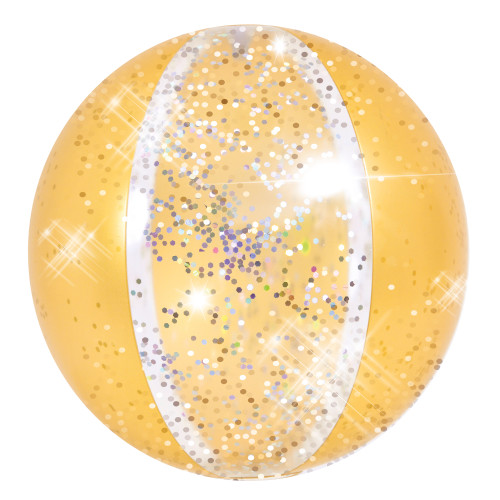 Glitter Inflatable Beach Ball - 16" - Yellow - IMAGE 1