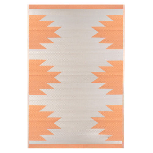 4' x 6' Orange and Beige Southwestern Print Rectangular Outdoor Area Rug - IMAGE 1