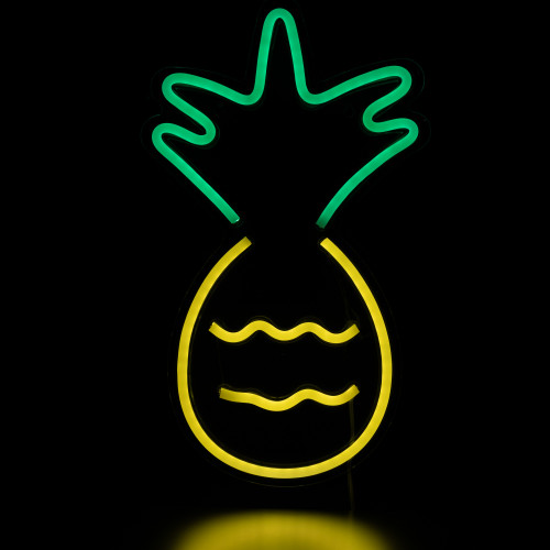 LED Pineapple Neon Lighted Wall Art - 16" - Yellow and Green - IMAGE 1