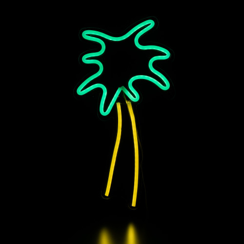 LED Palm Tree Neon Lighted Wall Art - 19" - Green and Yellow - IMAGE 1