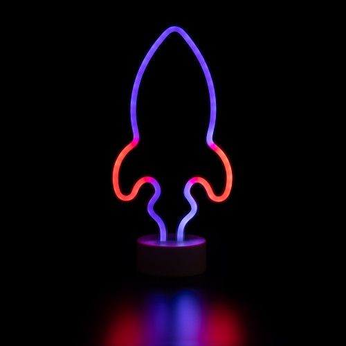 LED Rocket Ship Neon Table Light - 9" - Blue and Red - IMAGE 1