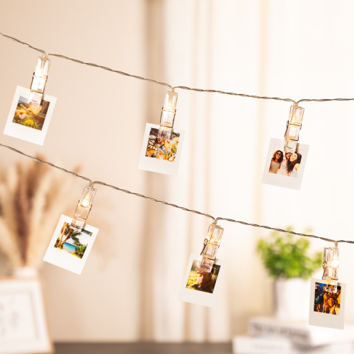 LED Clothes Pin Photo Holding String Light Set - 5' Clear Wire - 15ct - IMAGE 1
