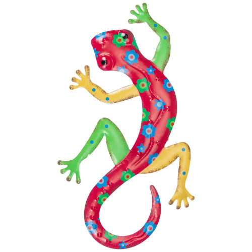 Floral Metal Lizard Outdoor Wall Hanging - 11.75" - IMAGE 1