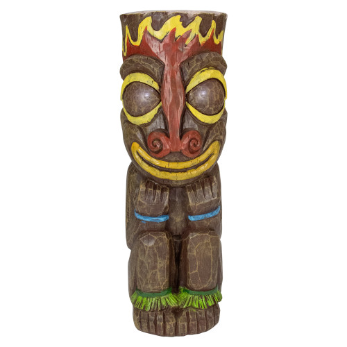 16" Solar Lighted Polynesian Outdoor Garden Fire Tiki Statue - IMAGE 1