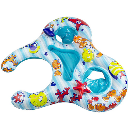 46.5" Underwater Creatures Mommy and Us Dual Inflatable Swimming Pool Float - IMAGE 1