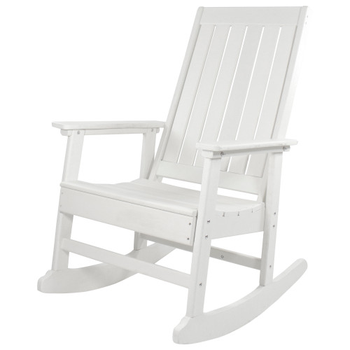 All Weather Recycled Plastic Outdoor Rocking Chair, White - IMAGE 1