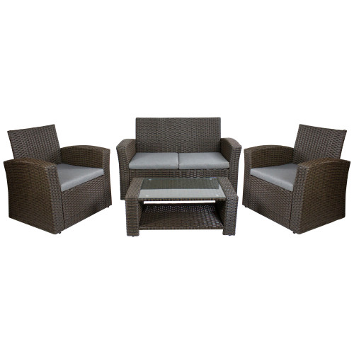 4-Piece Georgetown Resin Wicker Outdoor Patio Conversation Set with Cushions - IMAGE 1