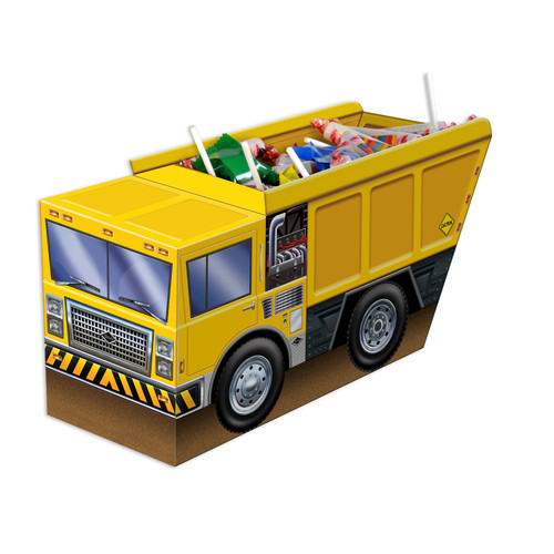 Pack of 12 Yellow and Brown 3-D Dump Truck Centerpiece 18.75" - IMAGE 1