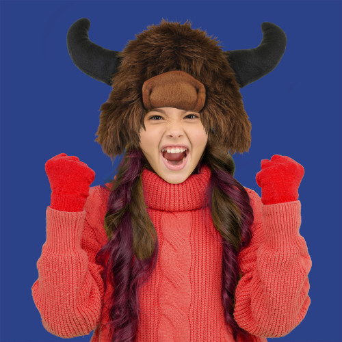 Pack of 6 Plush Black and Brown Buffalo Lodge Style Hat Costume - IMAGE 1