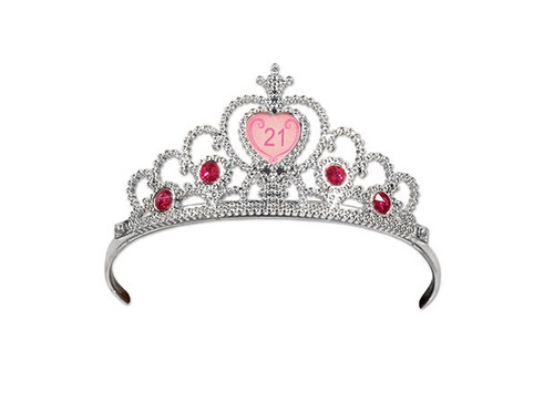 Club Pack of 12 Silver and Pink Adult Women's Birthday Tiara Party Costume Accessories - One Size - IMAGE 1