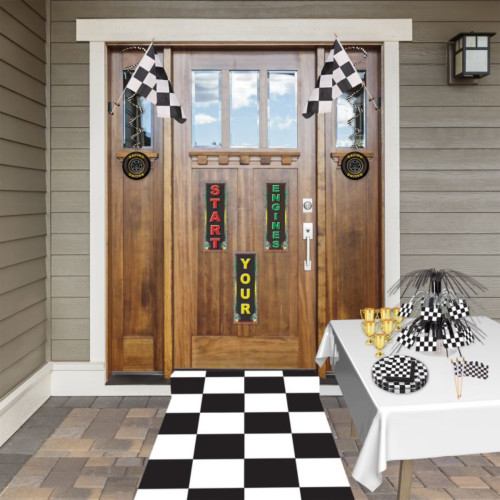Checked Race Flag Party Decoration - 10.5" - Black and White - Pack of 12 - IMAGE 1