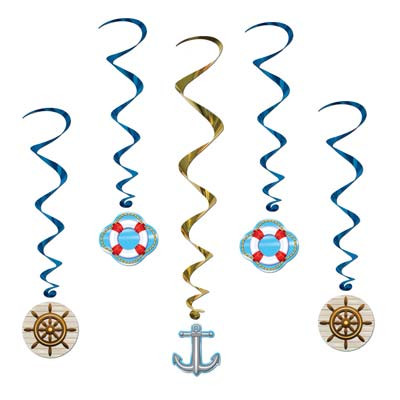 Club Pack of 30 Blue and Red Nautical Cruise Ship Spiral Whirls 40" - IMAGE 1