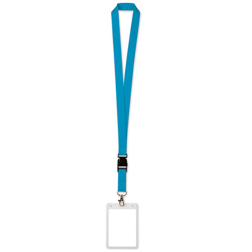 Pack of 12 Sky Blue Lanyards with Detachable Clips and Card Holders 25" - IMAGE 1