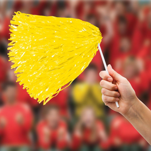 School Spirit Cheerleading Pom Pom Shakers - 12" - Yellow - Pack of 48 - IMAGE 1