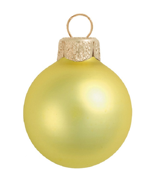 Matte Finish Glass Christmas Ball Ornaments - 4" (100mm) - Soft Yellow - 6ct - IMAGE 1