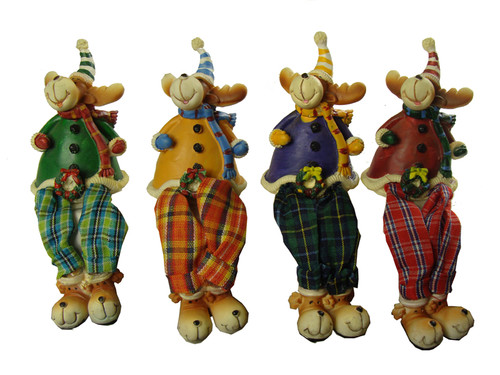 Club Pack of 144 Plaid Shelf Sitting Reindeer Christmas Figures 5" - IMAGE 1