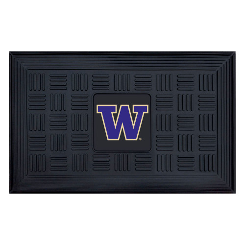 19.5" x 31.25" Black NCAA University of Washington Huskies 3-D Team Medallion Door Mat - IMAGE 1