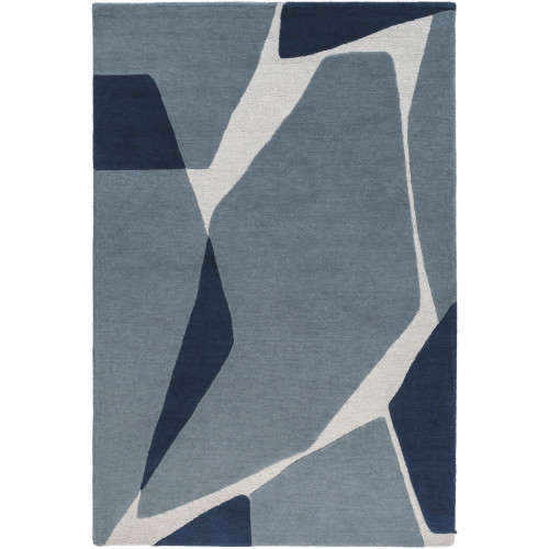8' x 10' Blue Shattered Pieces Hand Tufted Rectangular Area Throw Rug - IMAGE 1