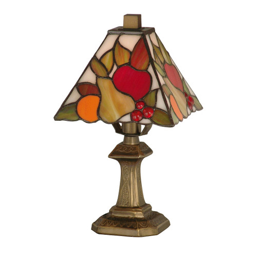 11" Antique Brass Luscious Jewel Cherry Fruit Hand Crafted Glass Mini Table Lamp - IMAGE 1