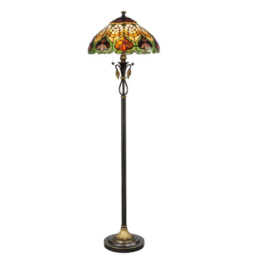 60" Antique Brass Sir Henry Hand Crafted Glass Tiffany-Style Floor Lamp - IMAGE 1