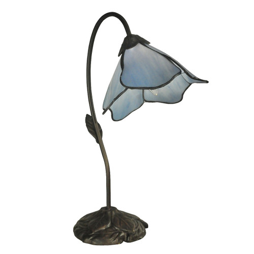 19" Antique Bronze Poelking Lily Hand Crafted Glass Tiffany-Style Table Lamp - IMAGE 1