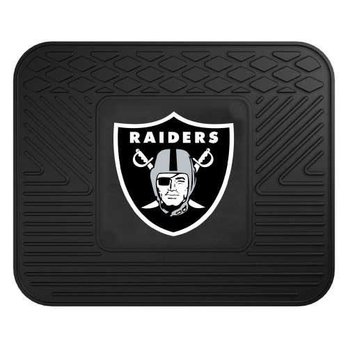 14" x 17" Black and White NFL Oakland Raiders Rear Car Seat Utility Mat - IMAGE 1